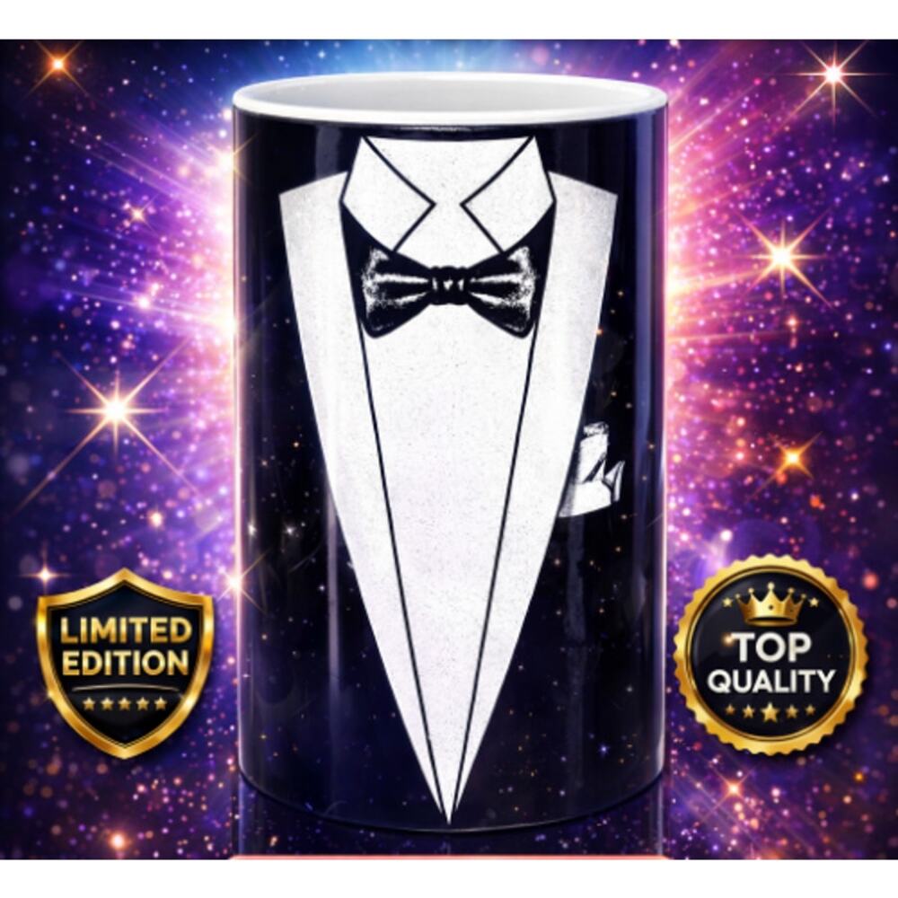 Lot of 8 Black Tuxedo Favor Boxes Round Keepsake Wedding Party Containers NEW